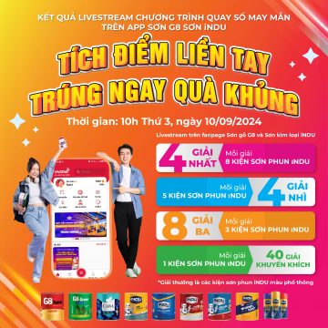 KẾT QUẢ QUAY THƯỞNG THÁNG 8 “TÍCH ĐIỂM LIỀN TAY – TRÚNG NGAY QUÀ KHỦNG” CỦA APP SƠN G8 SƠN iNDU